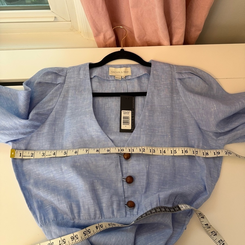 Sachin & Babi - Kelsey Linen Dress Baby Blue Belted NWT size 4 - Picture 10 of 11